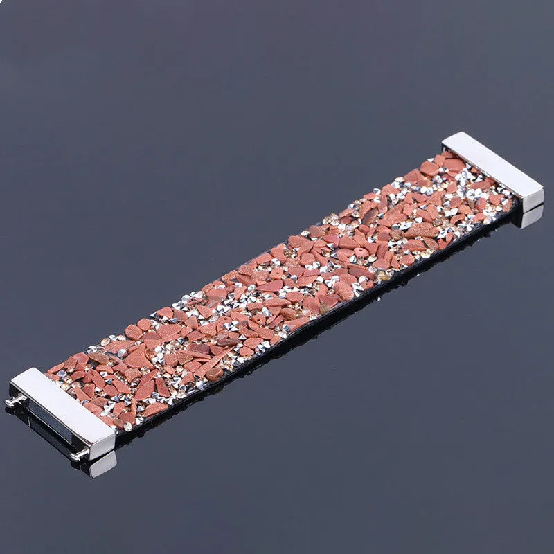 Natural Gravel Shell Wide Punk Rock Bracelet