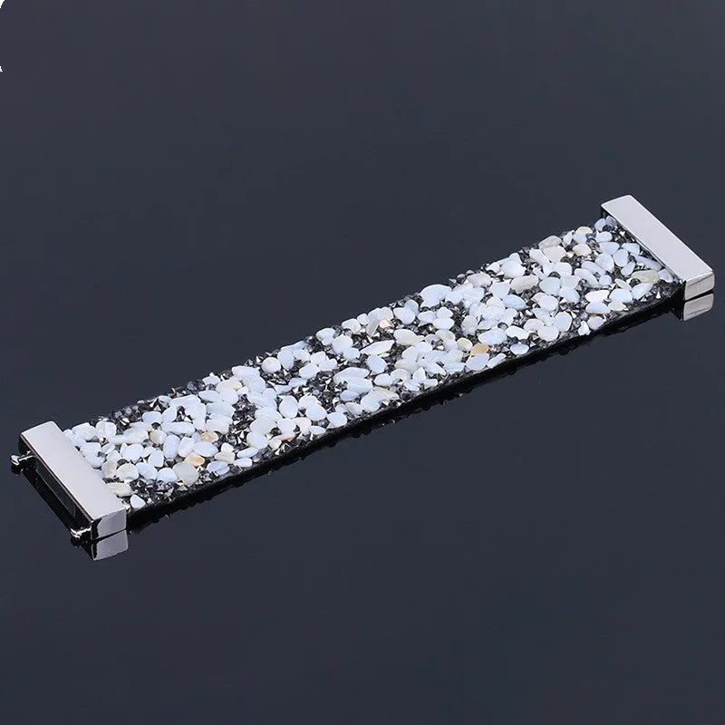 Natural Gravel Shell Wide Punk Rock Bracelet