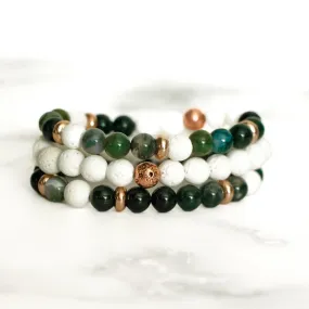 Nature's Healing Moss Agate 3pc Bracelet