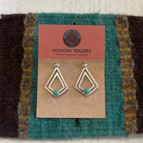 Navajo Turquoise & Sterling Silver Triangular Earrings