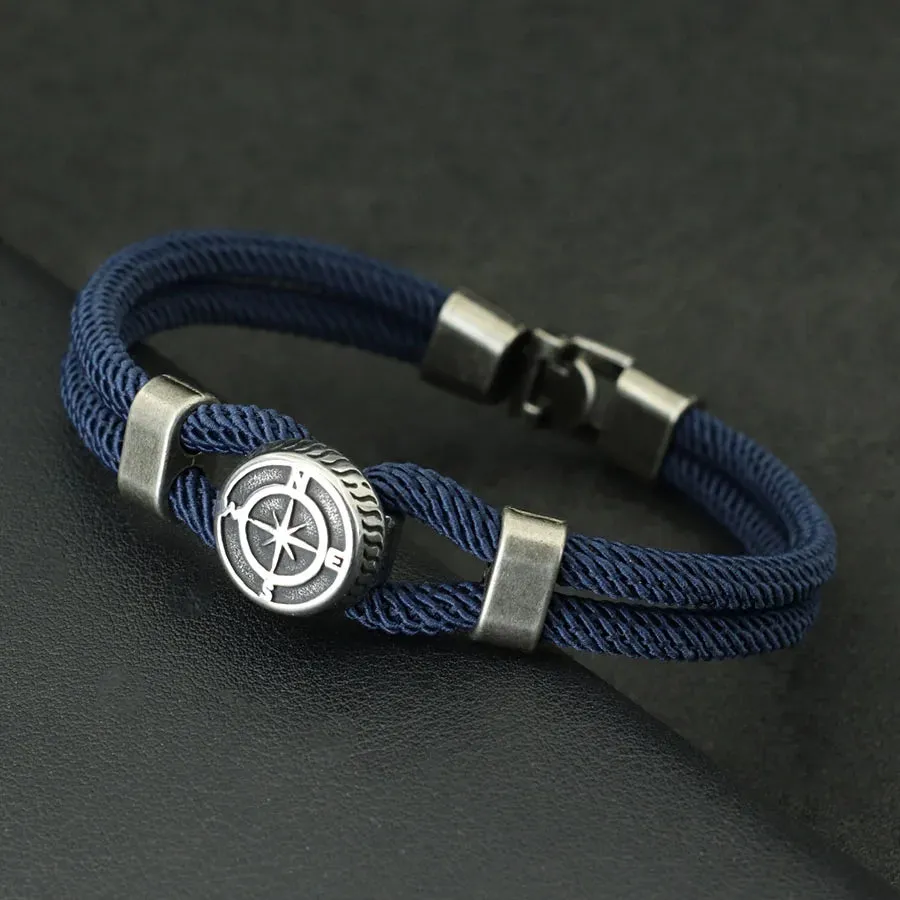 New Compass Bracelet Man Viking Nautical Rope Braslet Bangle Handmade Weaven Surfer Accessories Hombre Marine String Braclet