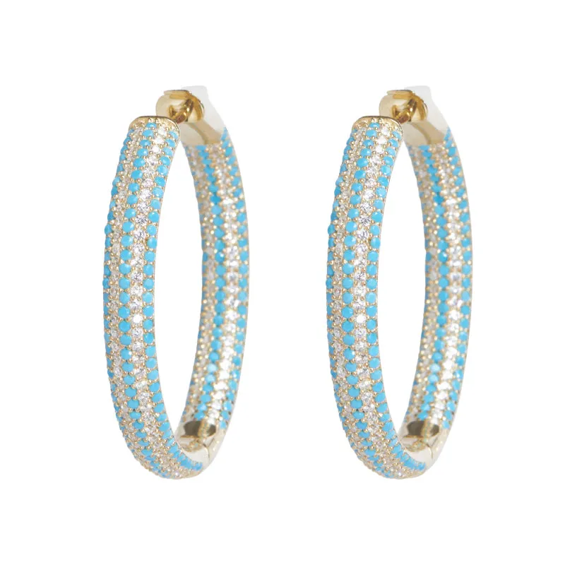 Nickho Ray Tire Hoop in Gold Turquoise