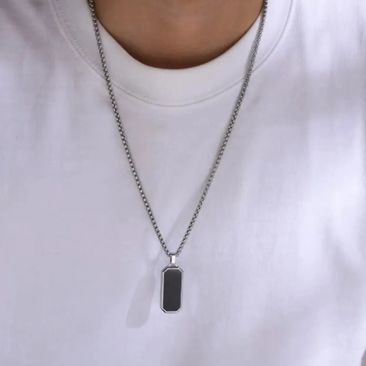 NOIR NECKLACE - SILVER WATERPROOF PENDANT NECKLACE