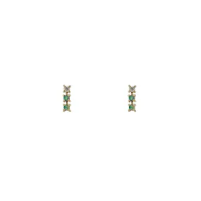 Opal & Diamond Triple Line Earrings