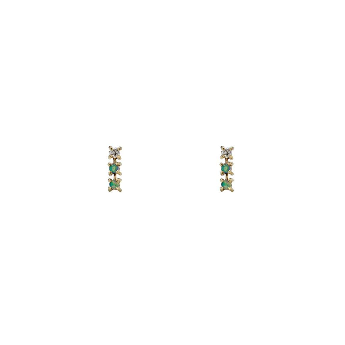 Opal & Diamond Triple Line Earrings