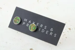 opal stud - circle - yellow mix
