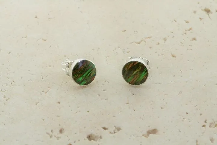 opal stud - circle - yellow mix