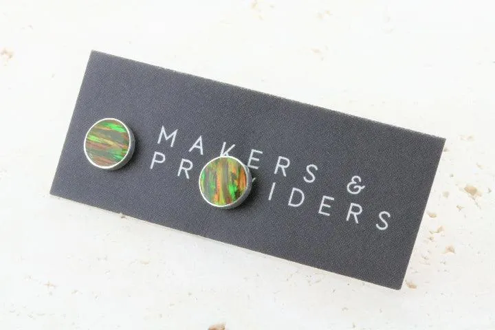 opal stud - circle - yellow mix