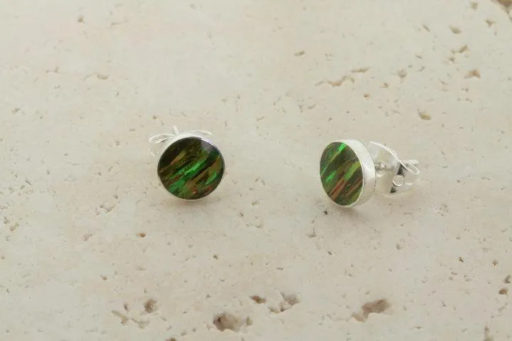 opal stud - circle - yellow mix
