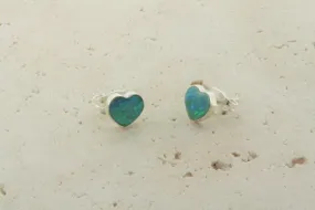 opal stud - heart - green lime