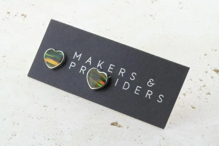 opal stud - heart - yellow mix