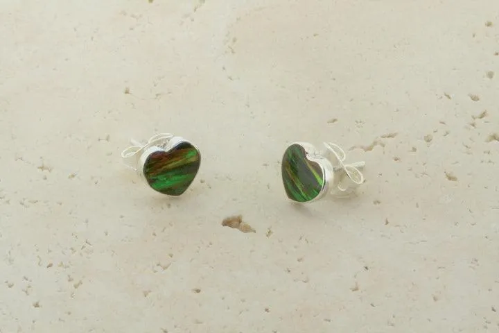 opal stud - heart - yellow mix