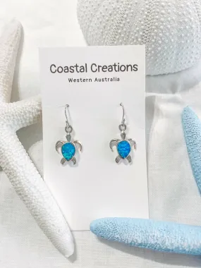 Opal Turtle Earrings (Blue Lagoon)