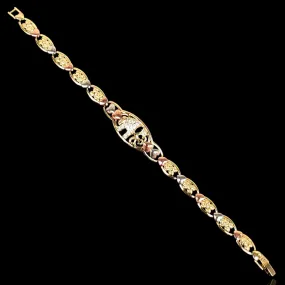 Oro Laminado Gold Filled Tricolor Fancy Elephant Bracelet