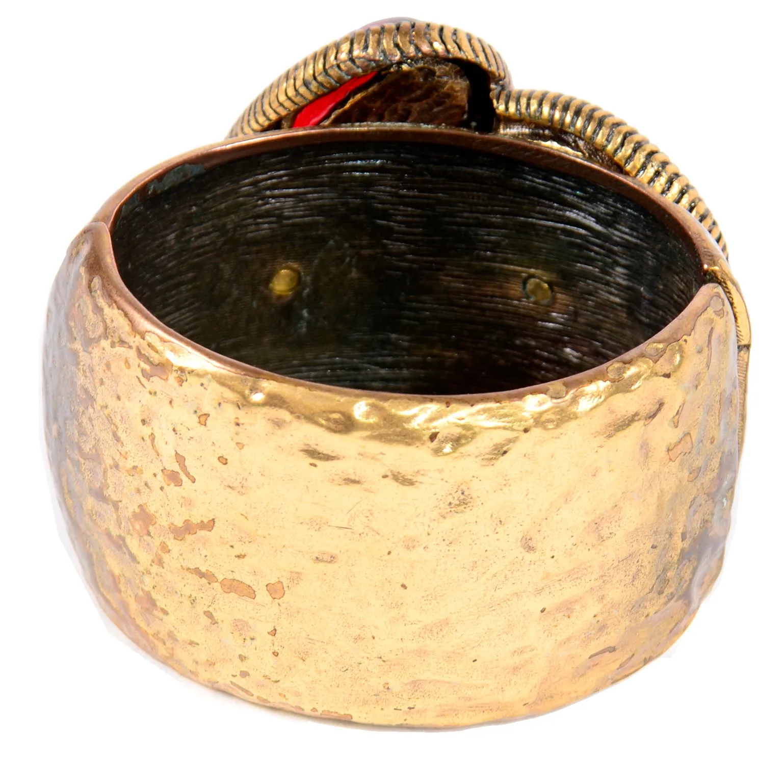 Oscar de la Renta Vintage Brutalist Style Cabochon Clamper Bracelet