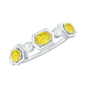 Oval Yellow Sapphire Wedding Anniversary Stackable Ring