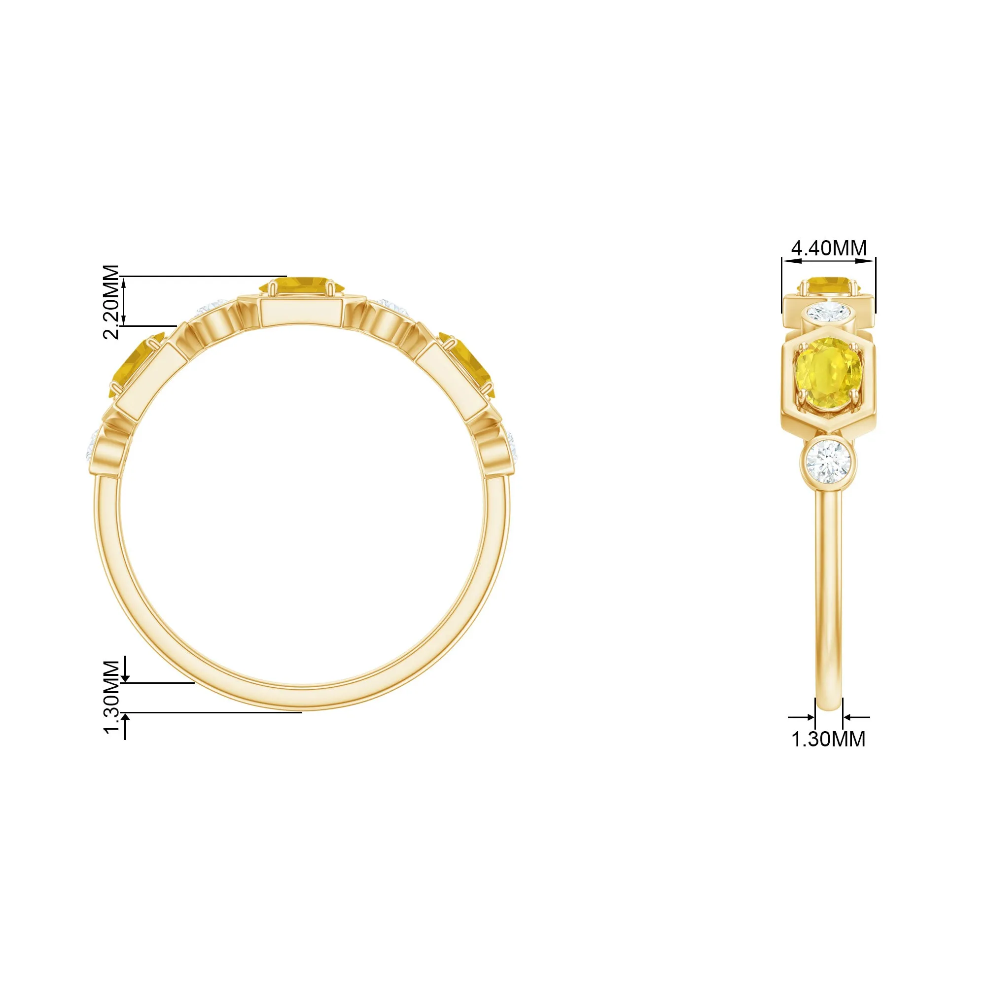 Oval Yellow Sapphire Wedding Anniversary Stackable Ring