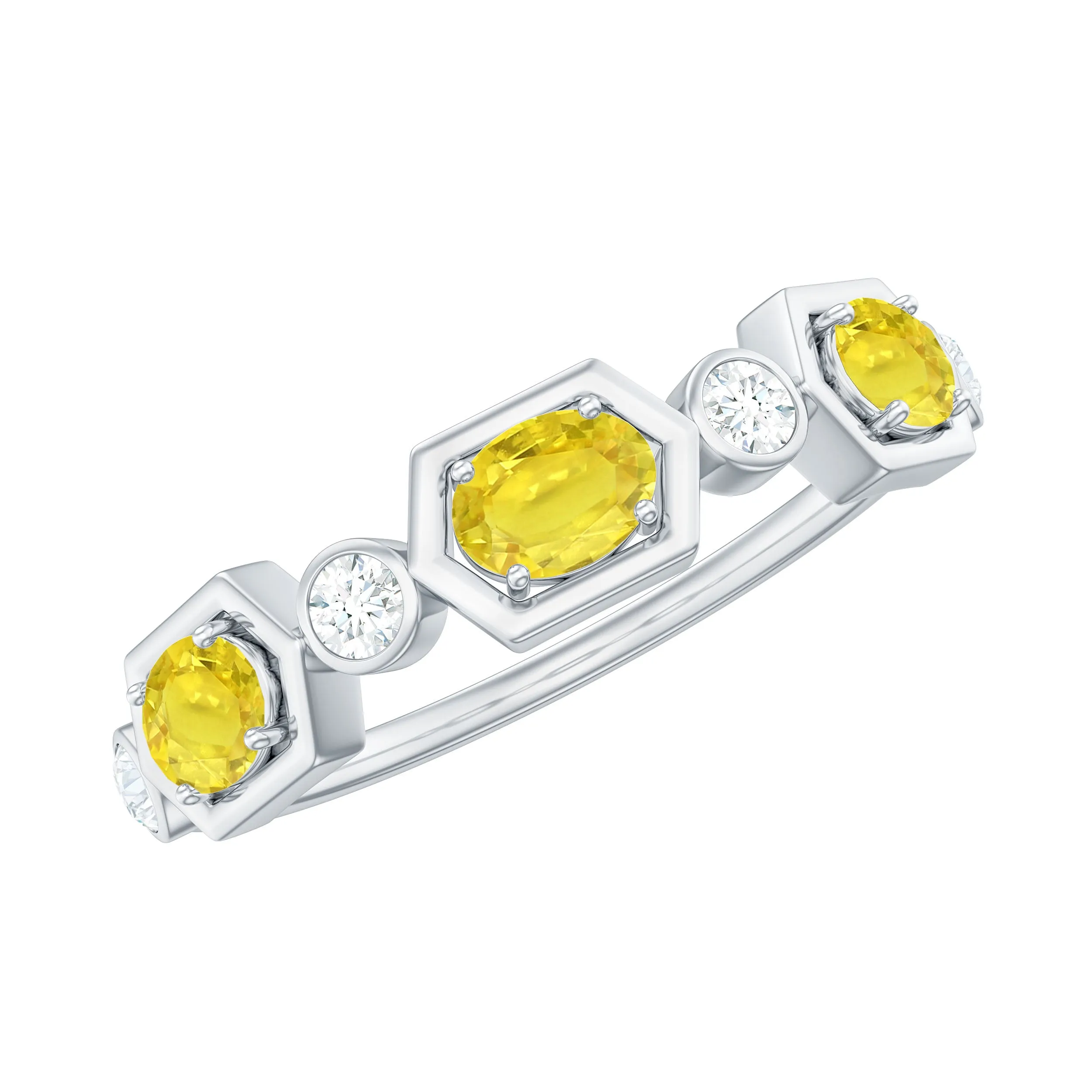 Oval Yellow Sapphire Wedding Anniversary Stackable Ring