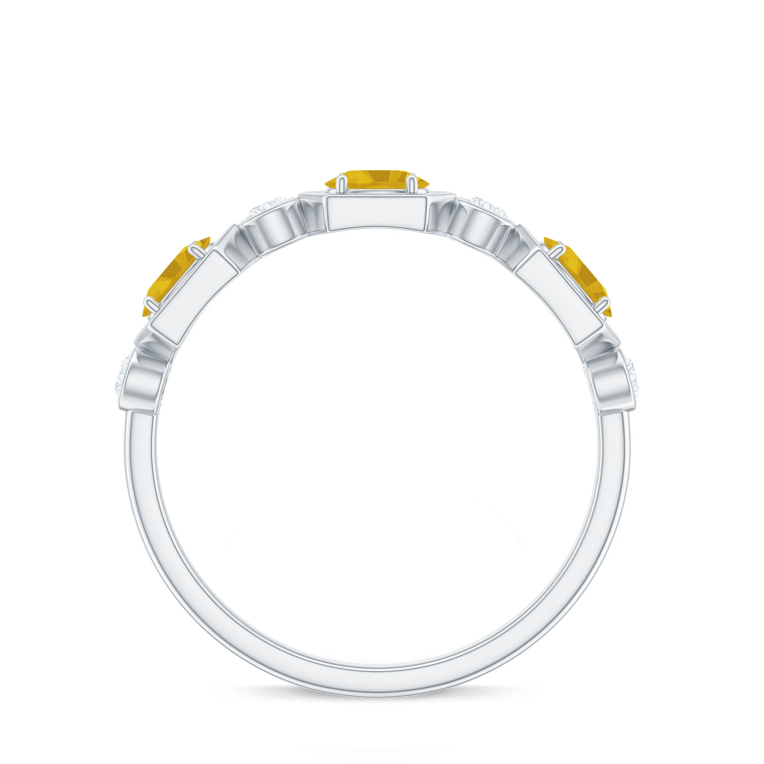 Oval Yellow Sapphire Wedding Anniversary Stackable Ring
