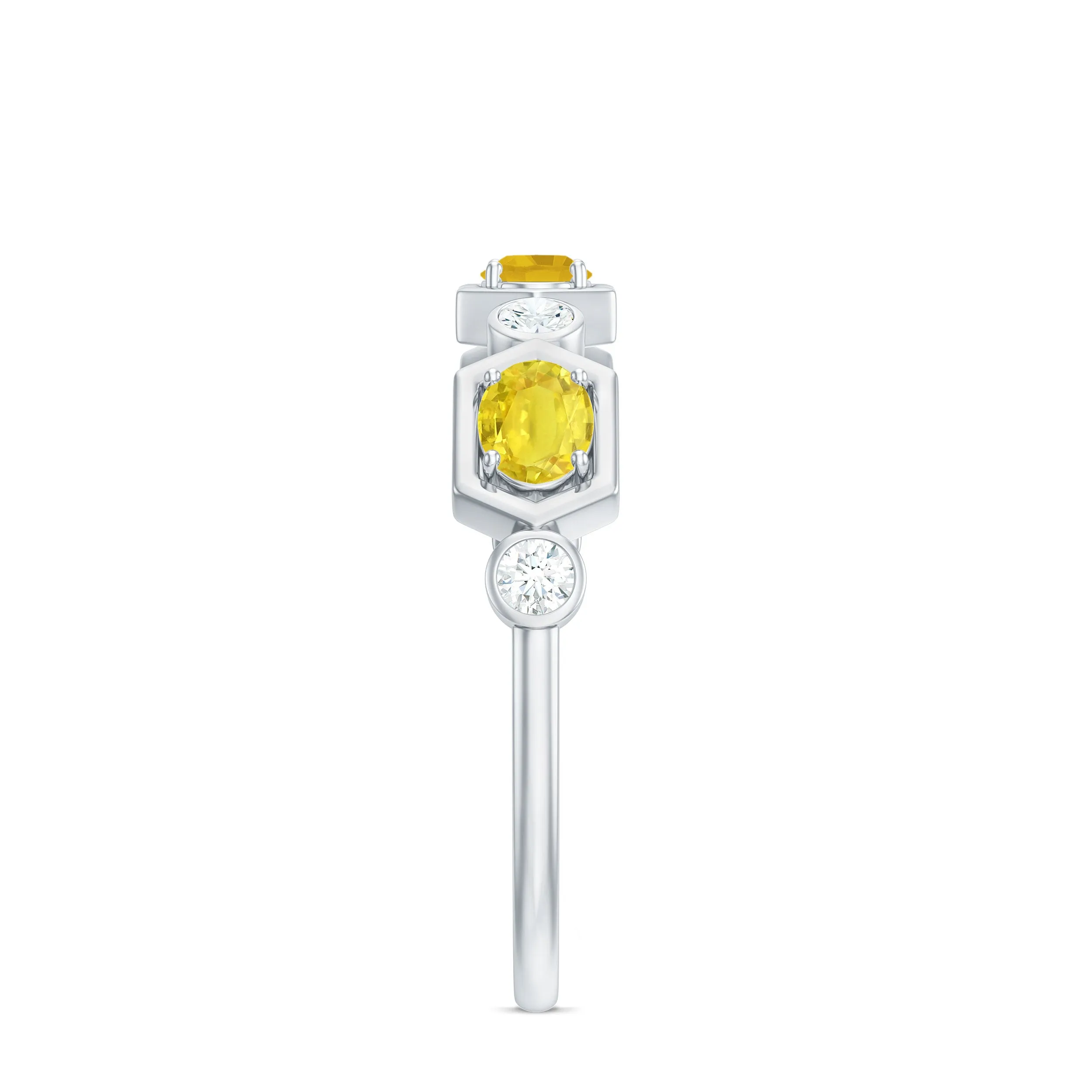 Oval Yellow Sapphire Wedding Anniversary Stackable Ring