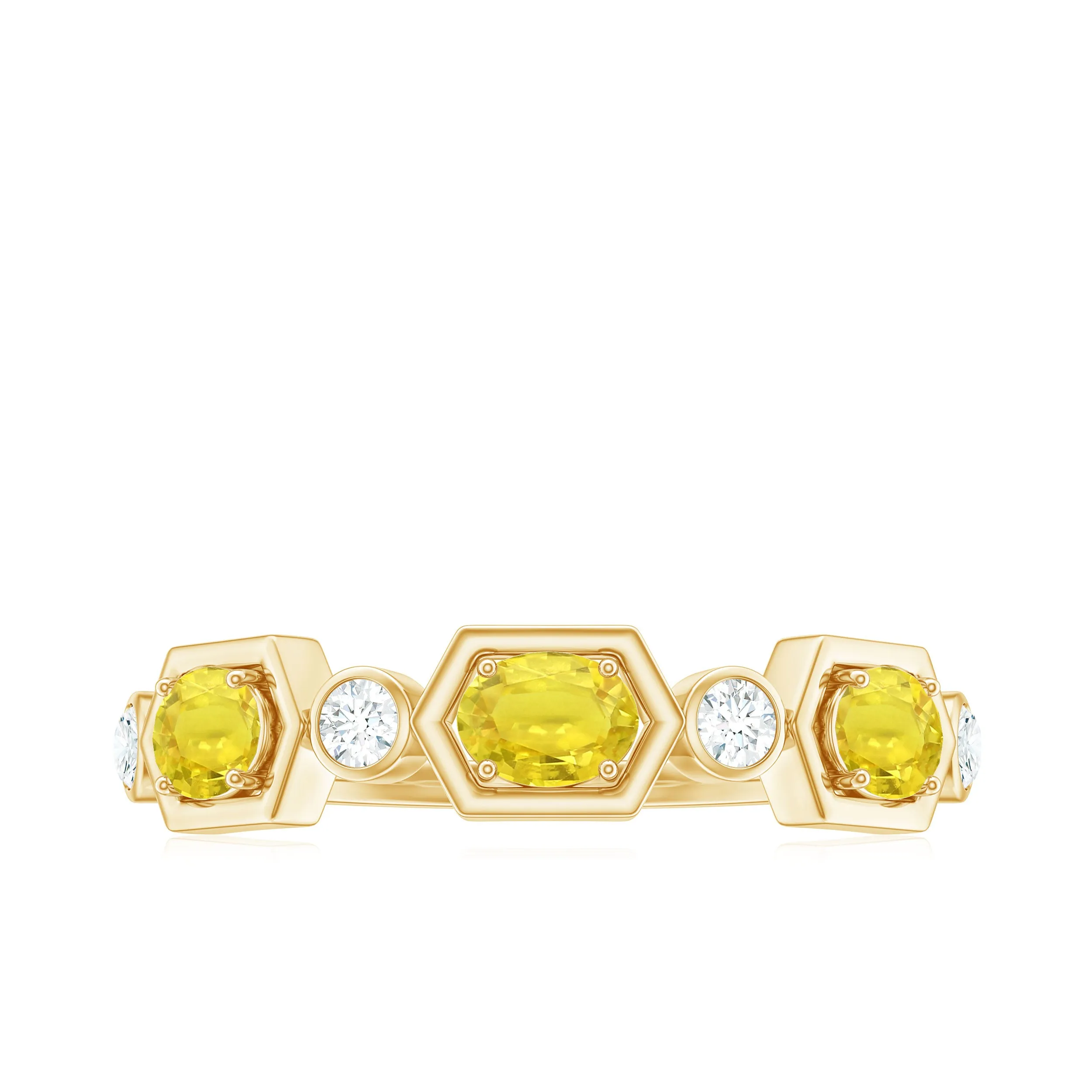 Oval Yellow Sapphire Wedding Anniversary Stackable Ring
