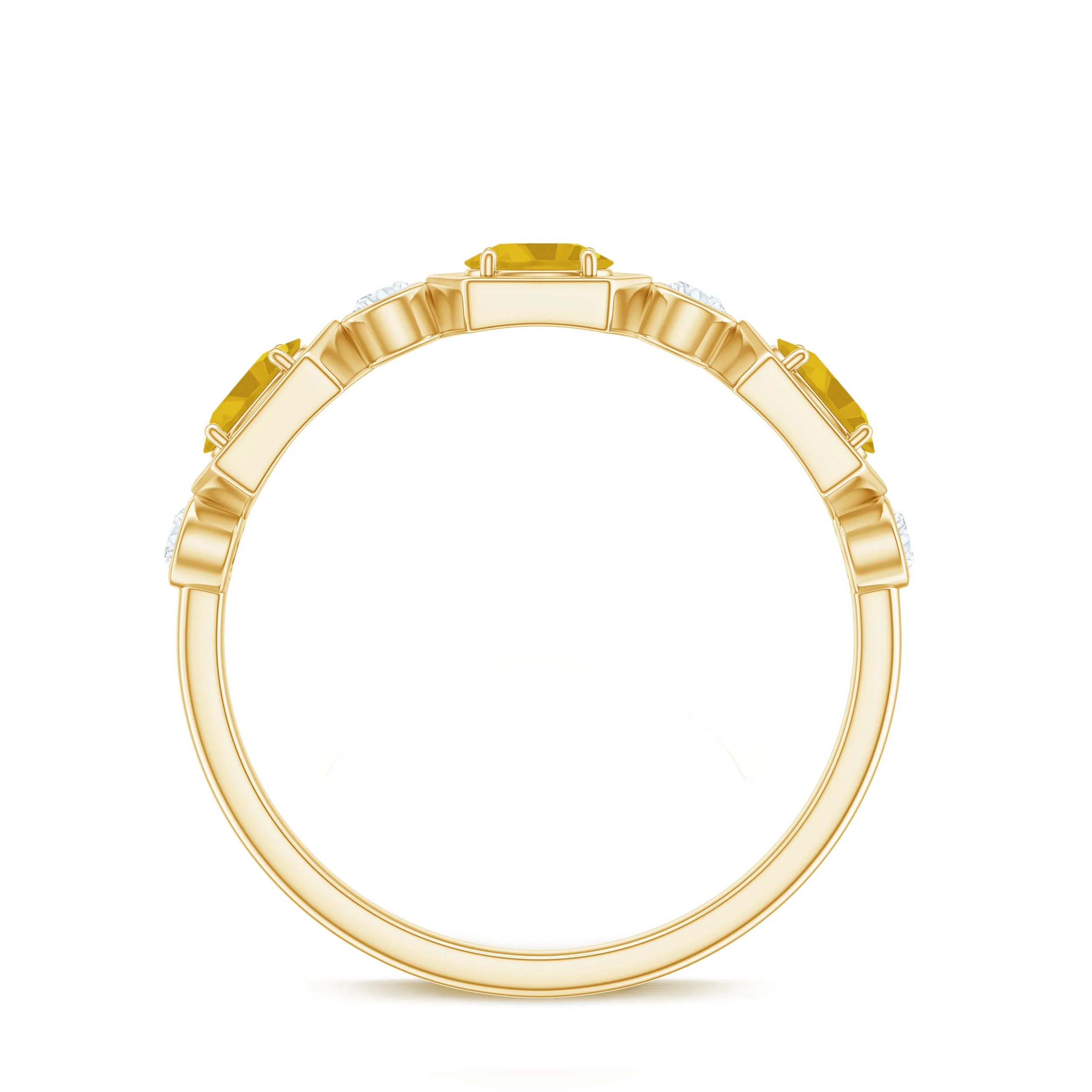 Oval Yellow Sapphire Wedding Anniversary Stackable Ring