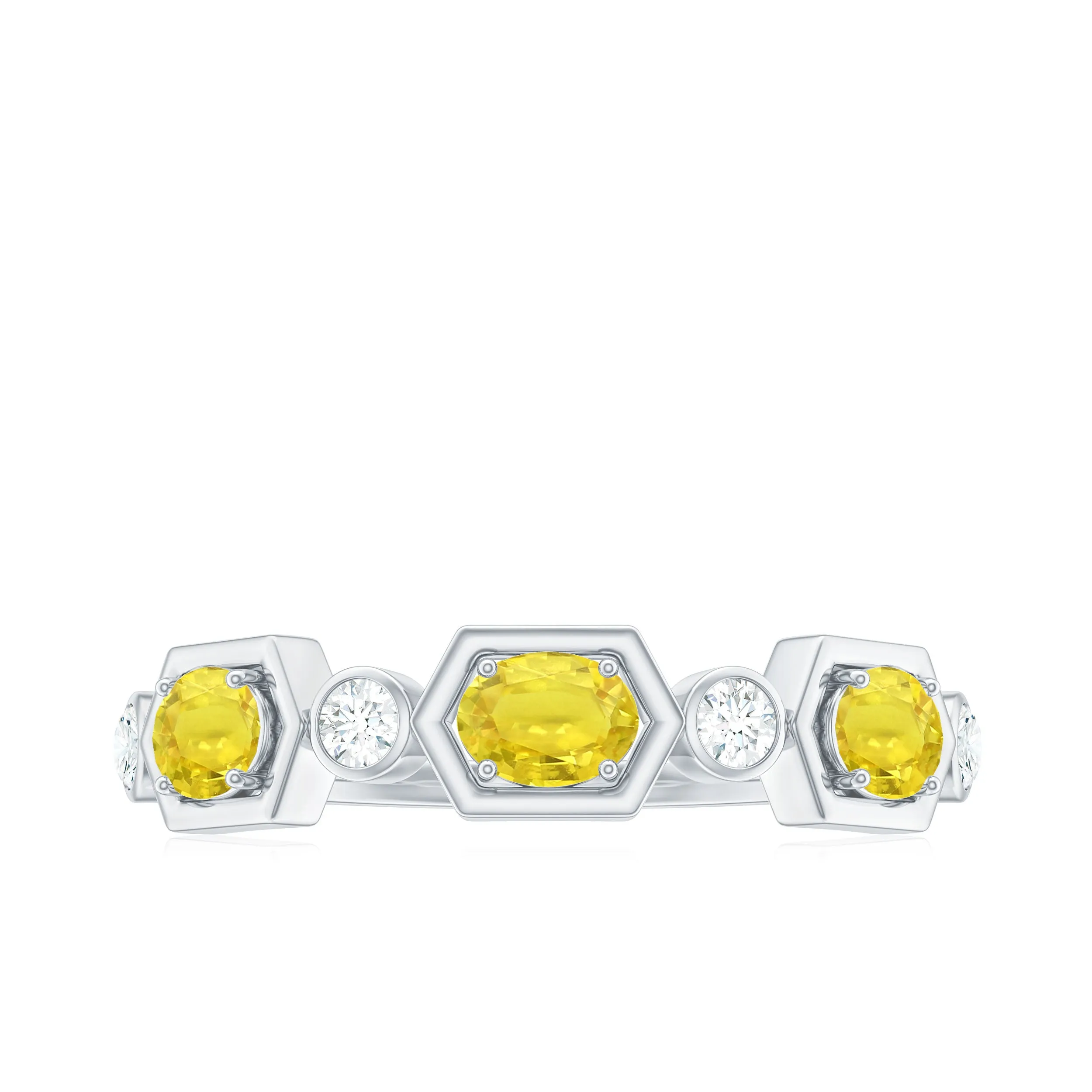Oval Yellow Sapphire Wedding Anniversary Stackable Ring