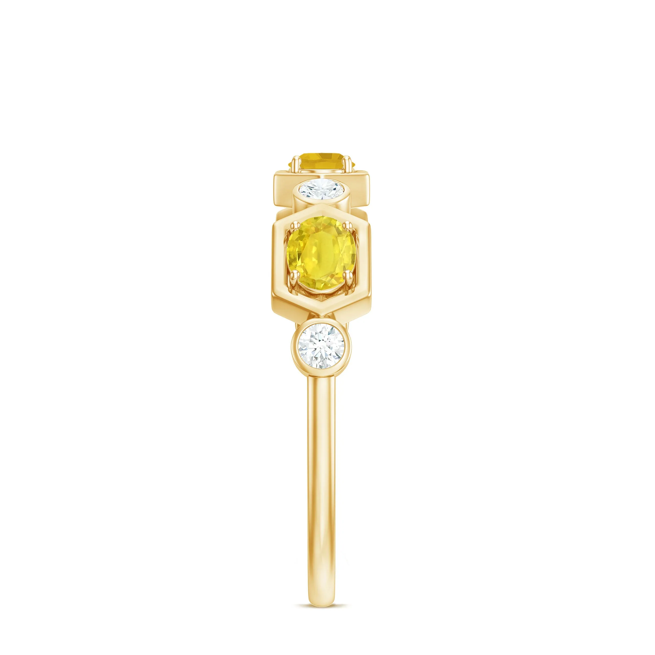 Oval Yellow Sapphire Wedding Anniversary Stackable Ring