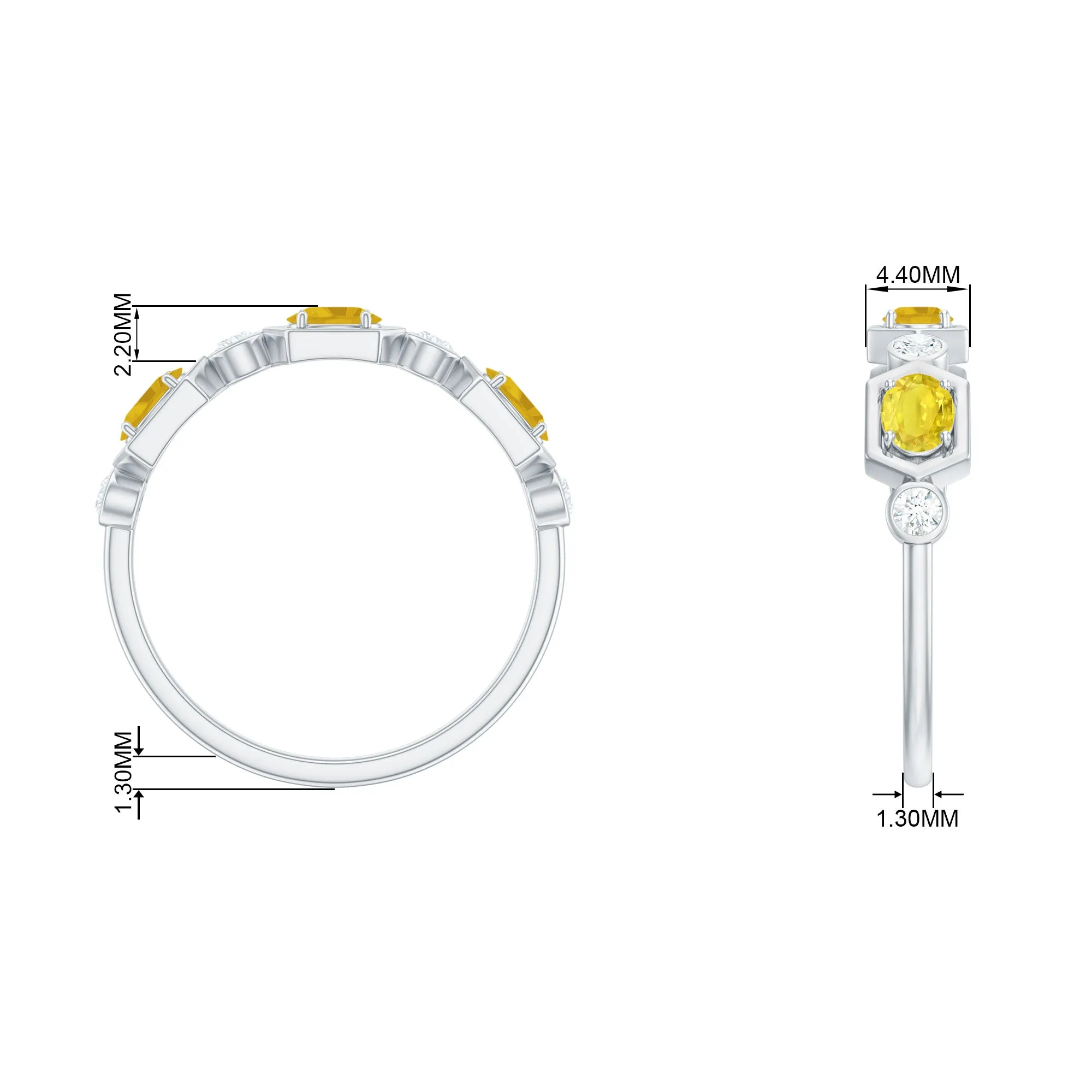 Oval Yellow Sapphire Wedding Anniversary Stackable Ring