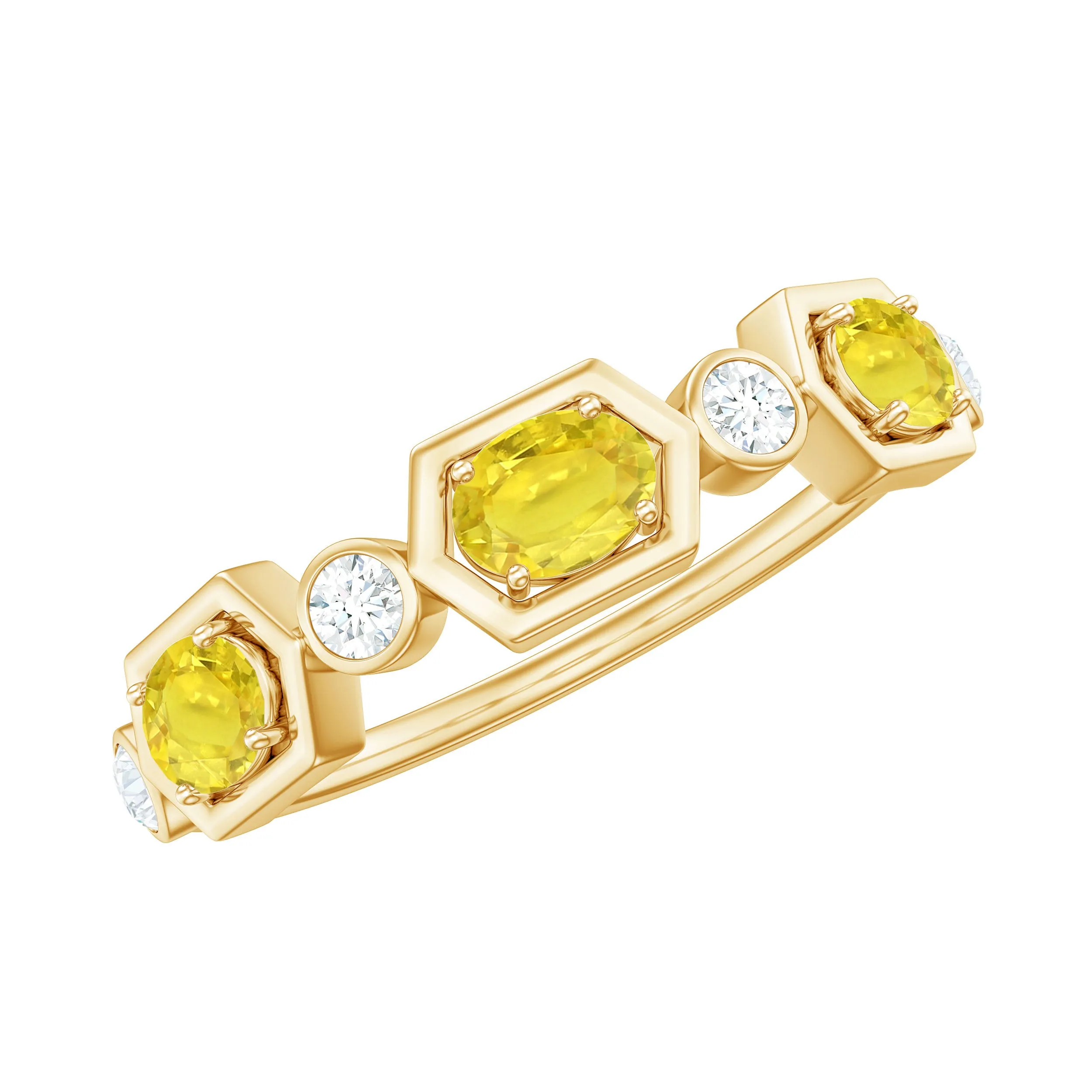 Oval Yellow Sapphire Wedding Anniversary Stackable Ring