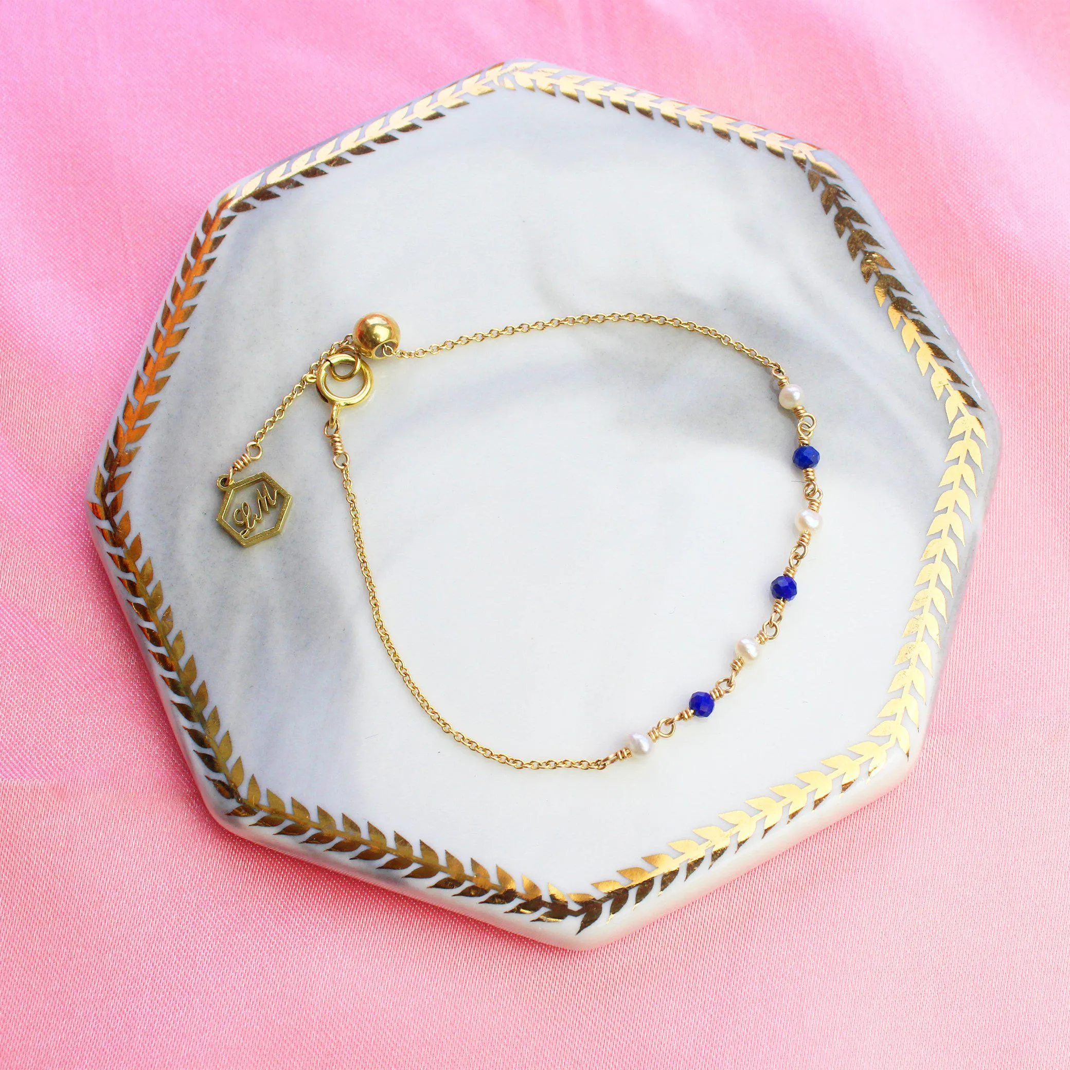 Pearl   Lapis Bracelet