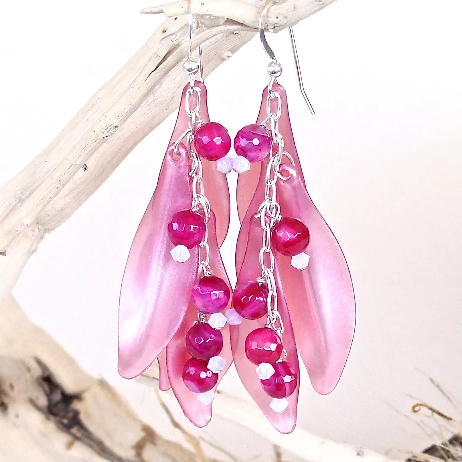 Pink Berry "Whimsicals": 2.5" Petal Earrings