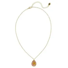 Pink Pressed Flower Pendant Necklace