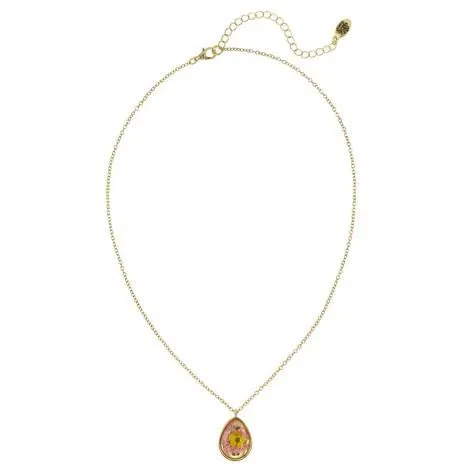 Pink Pressed Flower Pendant Necklace