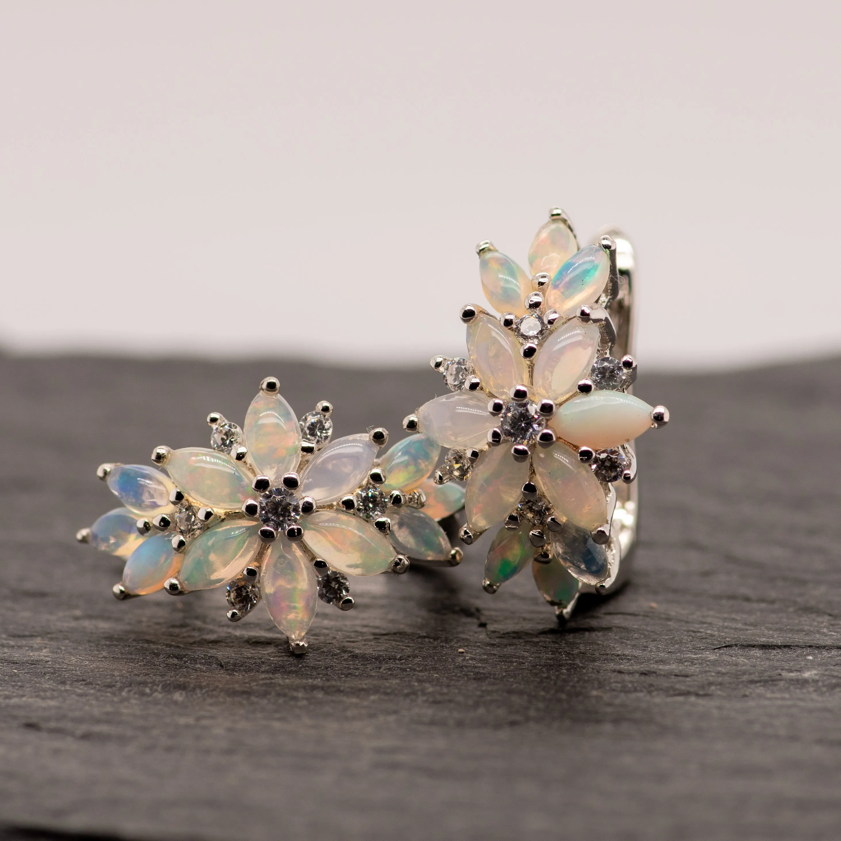 Plum Ethiopia Opal Earrings in Sterling Silver