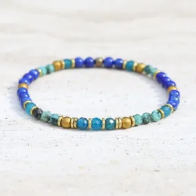 "Intuition & Change" Lapis Lazuli and African Turquoise Delicate Bracelet