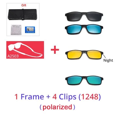 Ralferty Women's Full Rim Square Acetate Reading Glasses Clip On Sunglasses A2503