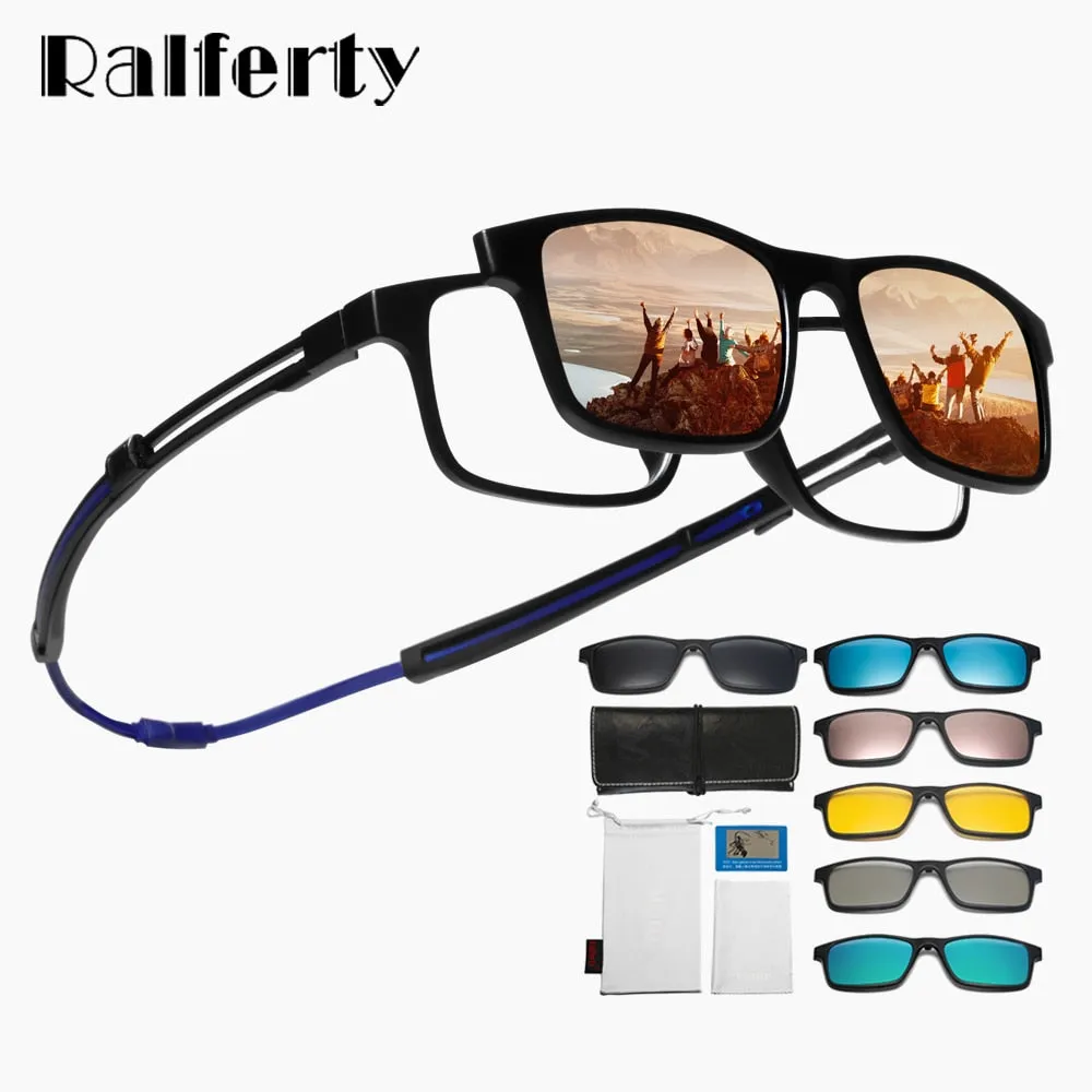 Ralferty Women's Full Rim Square Acetate Reading Glasses Clip On Sunglasses A2503