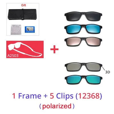 Ralferty Women's Full Rim Square Acetate Reading Glasses Clip On Sunglasses A2503