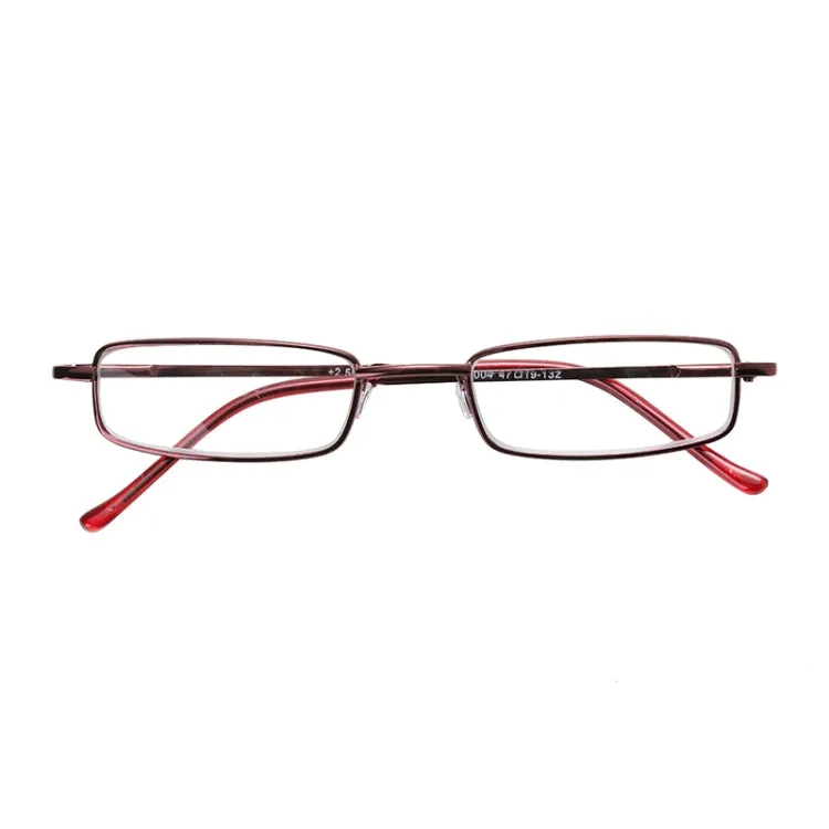 Reading Glasses Metal Spring Foot Portable Presbyopic Glasses with Tube Case  2.00D(Pink)