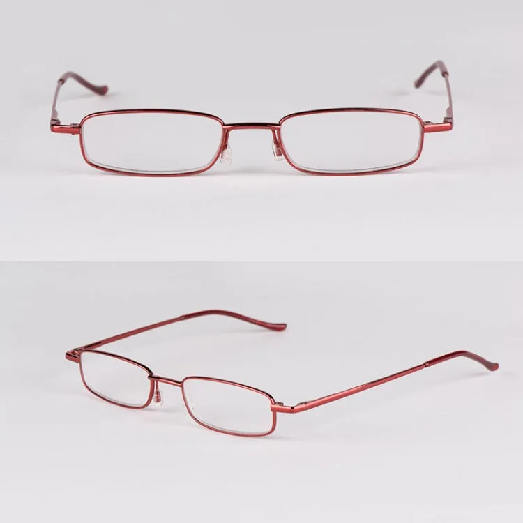 Reading Glasses Metal Spring Foot Portable Presbyopic Glasses with Tube Case  2.00D(Pink)