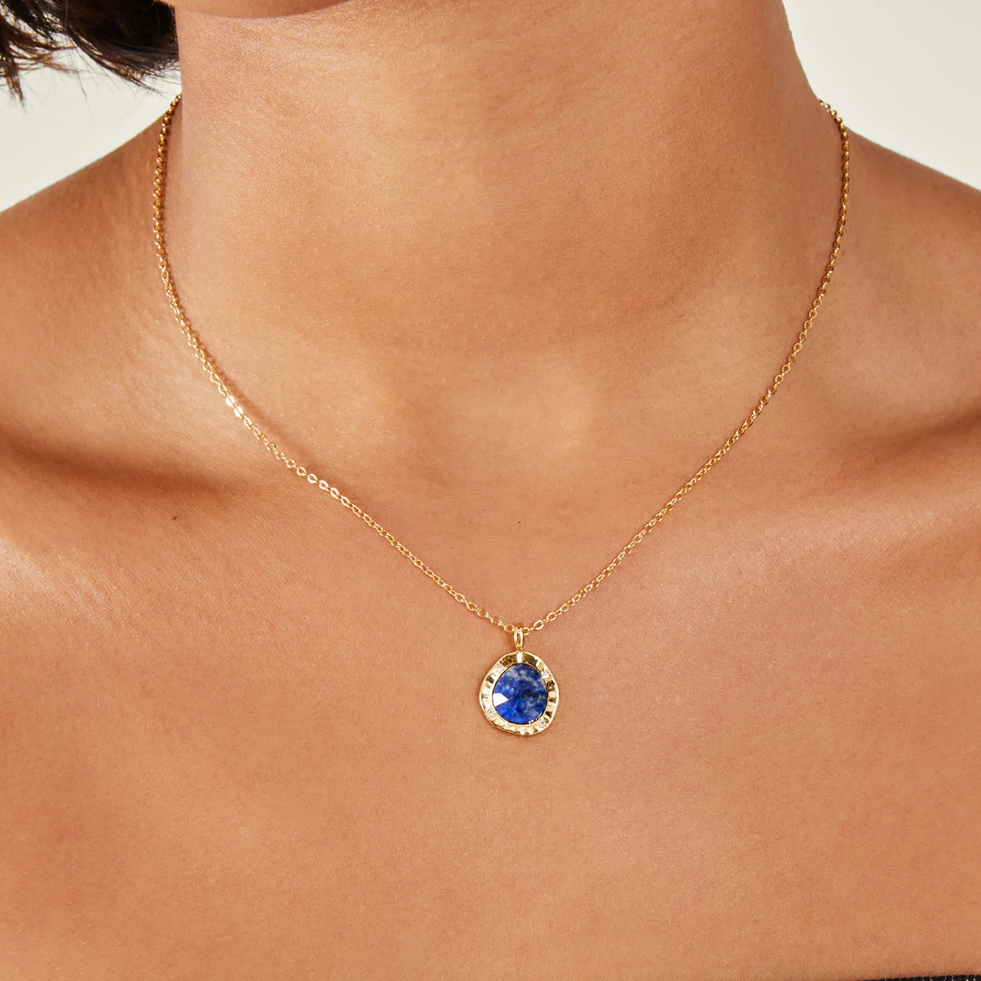 Real Gold Plated Lapis Lazuli Pendant Necklace
