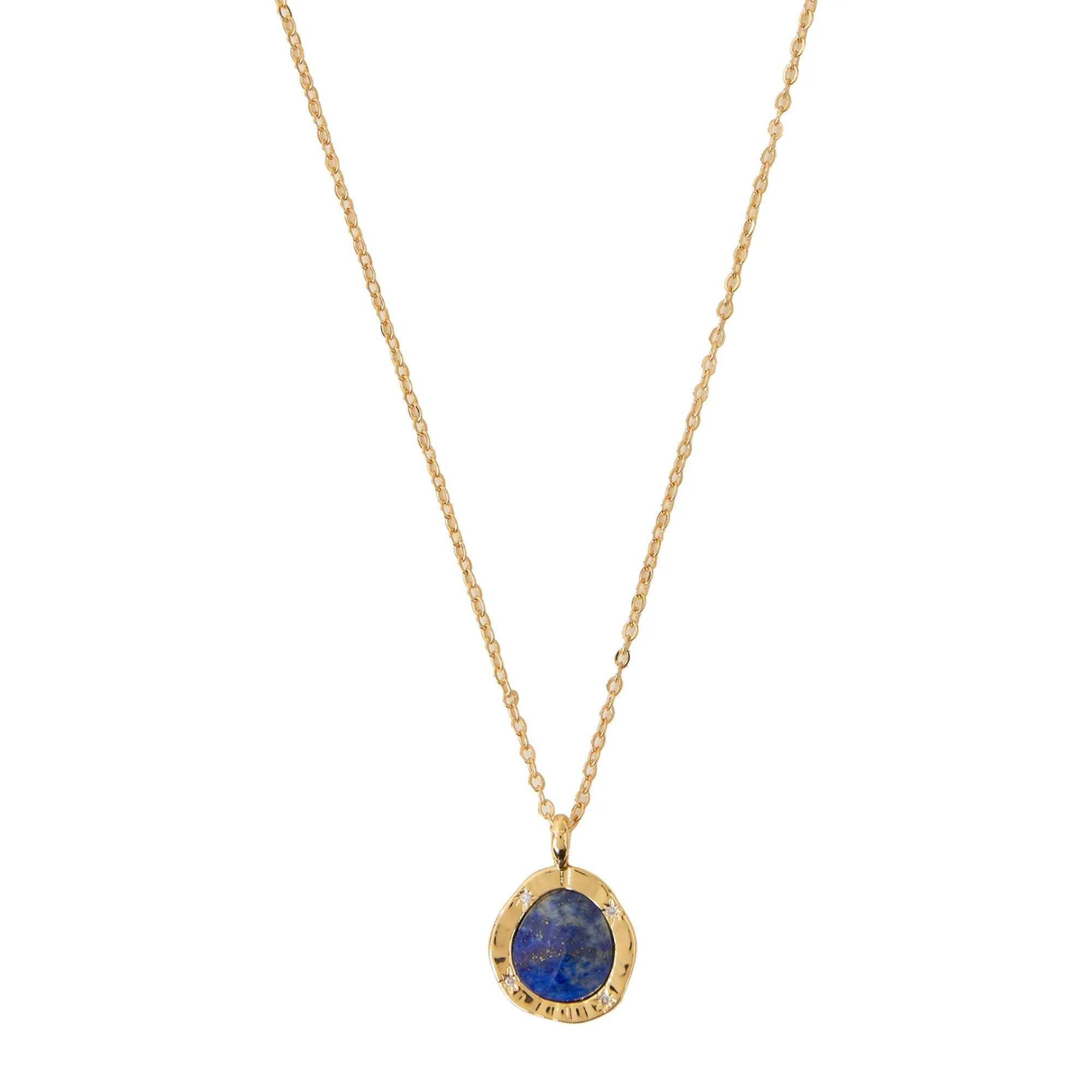 Real Gold Plated Lapis Lazuli Pendant Necklace