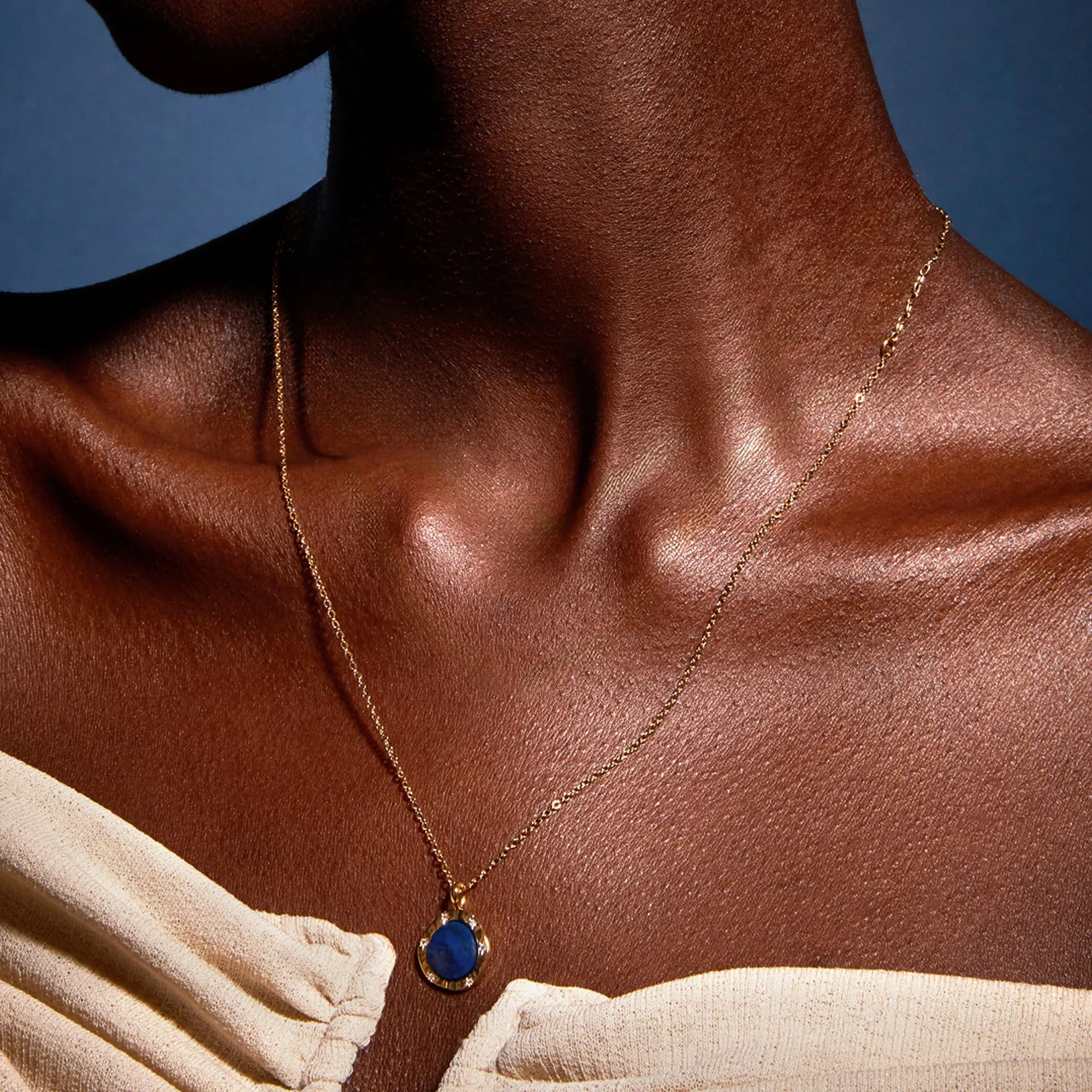 Real Gold Plated Lapis Lazuli Pendant Necklace