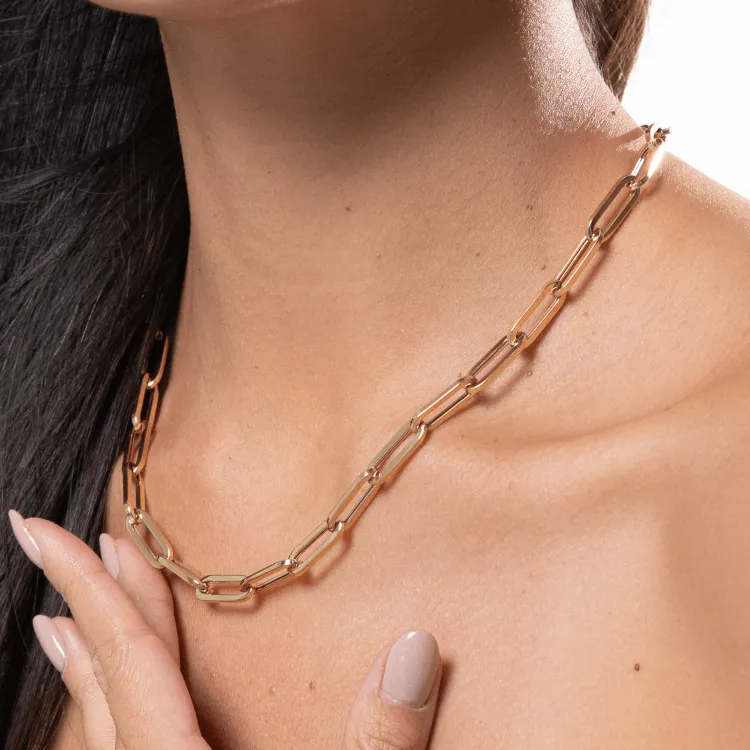 Real Gold Thick Paper Clip 7 MM Chain Luxury Necklace 1368 (45 C.M) N1358