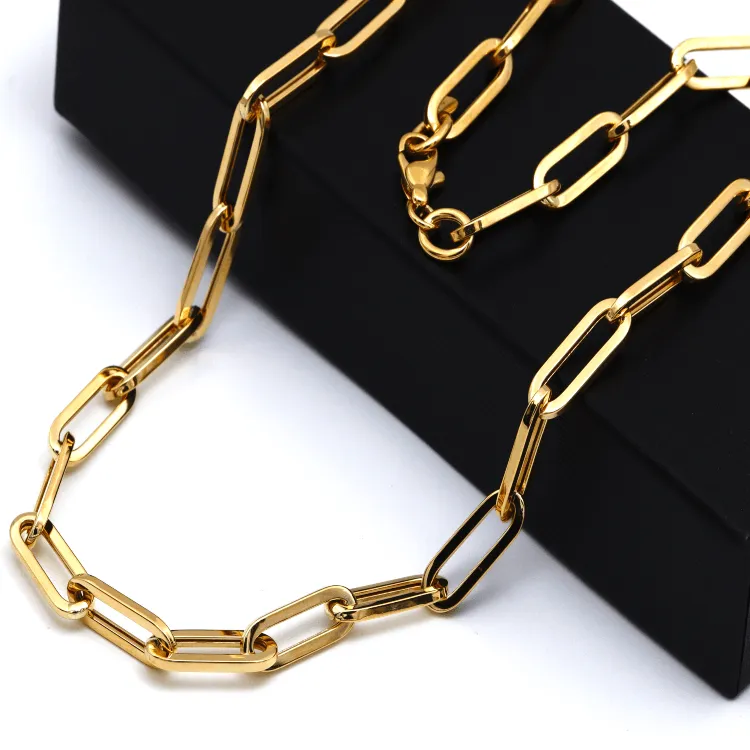 Real Gold Thick Paper Clip 7 MM Chain Luxury Necklace 1368 (45 C.M) N1358
