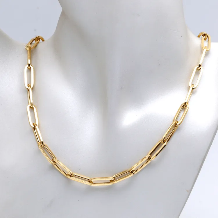 Real Gold Thick Paper Clip 7 MM Chain Luxury Necklace 1368 (45 C.M) N1358