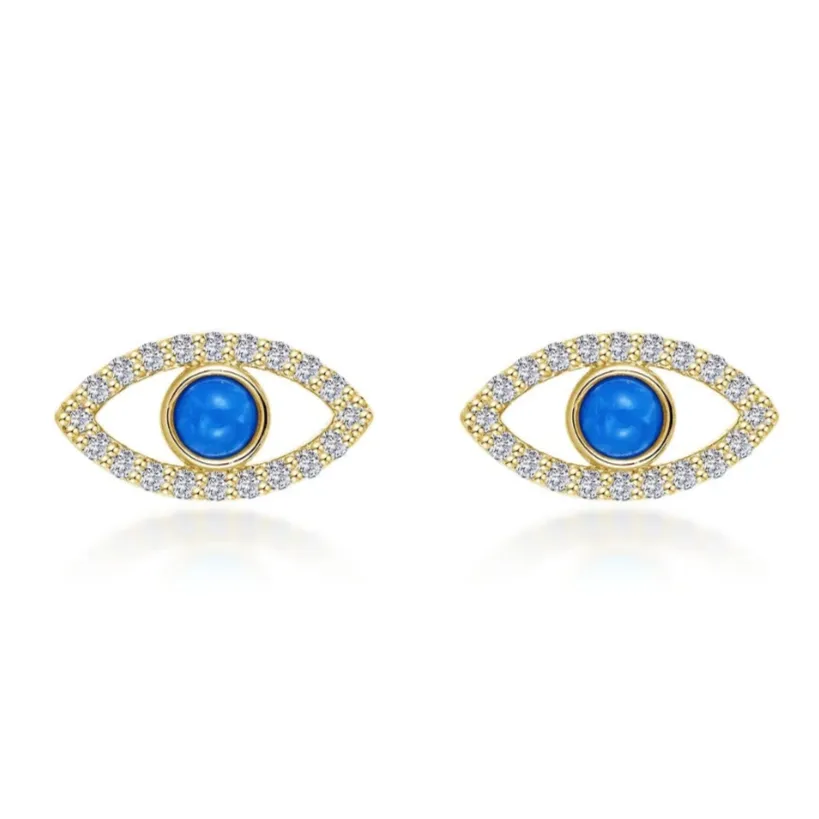 Reconstituted Turquoise Evil Eye Stud Earrings