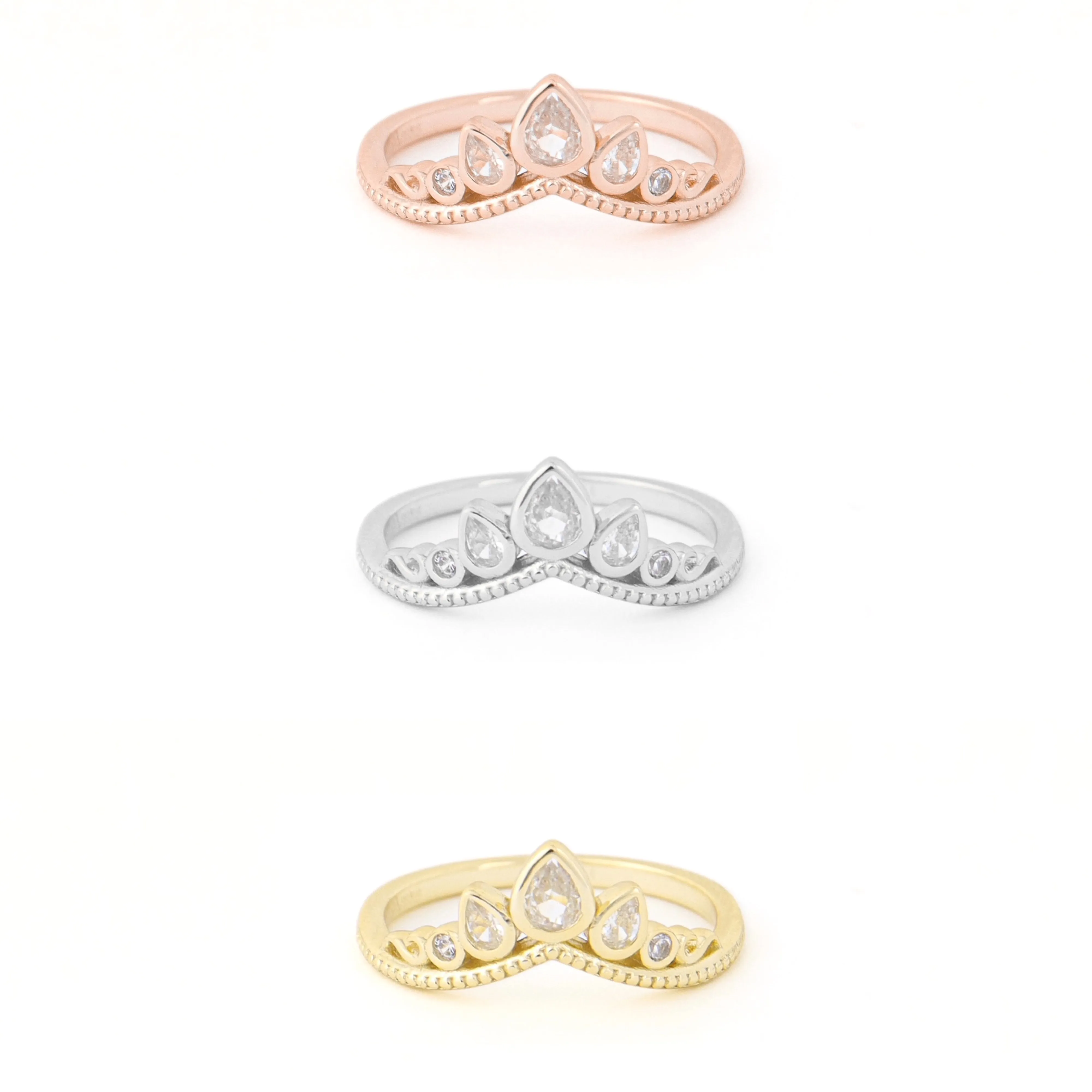 Ring ~ Sterling Collection ~ The Crown ~ Graduated Pear Stacker