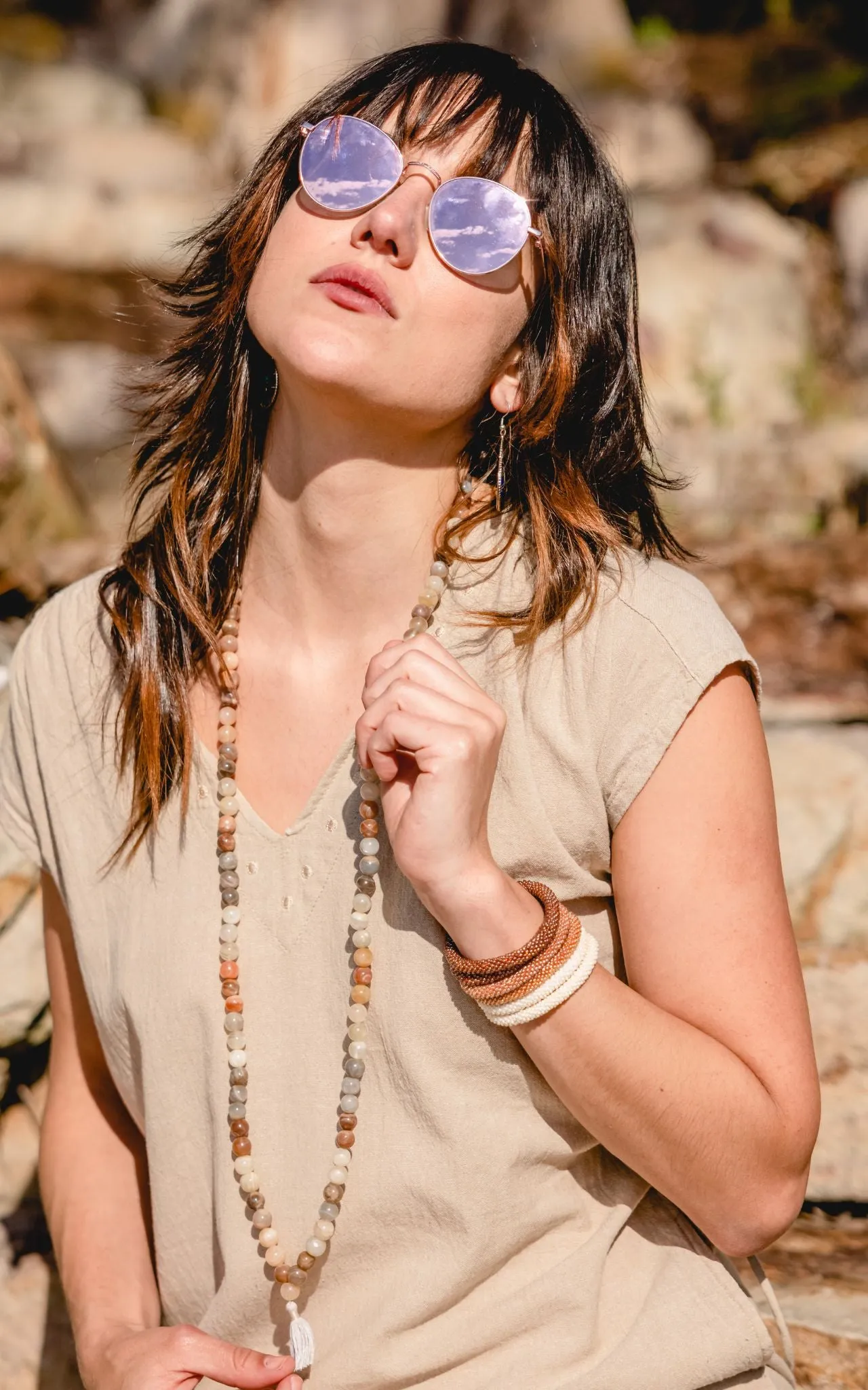 Rolling Beaded Bracelet - White